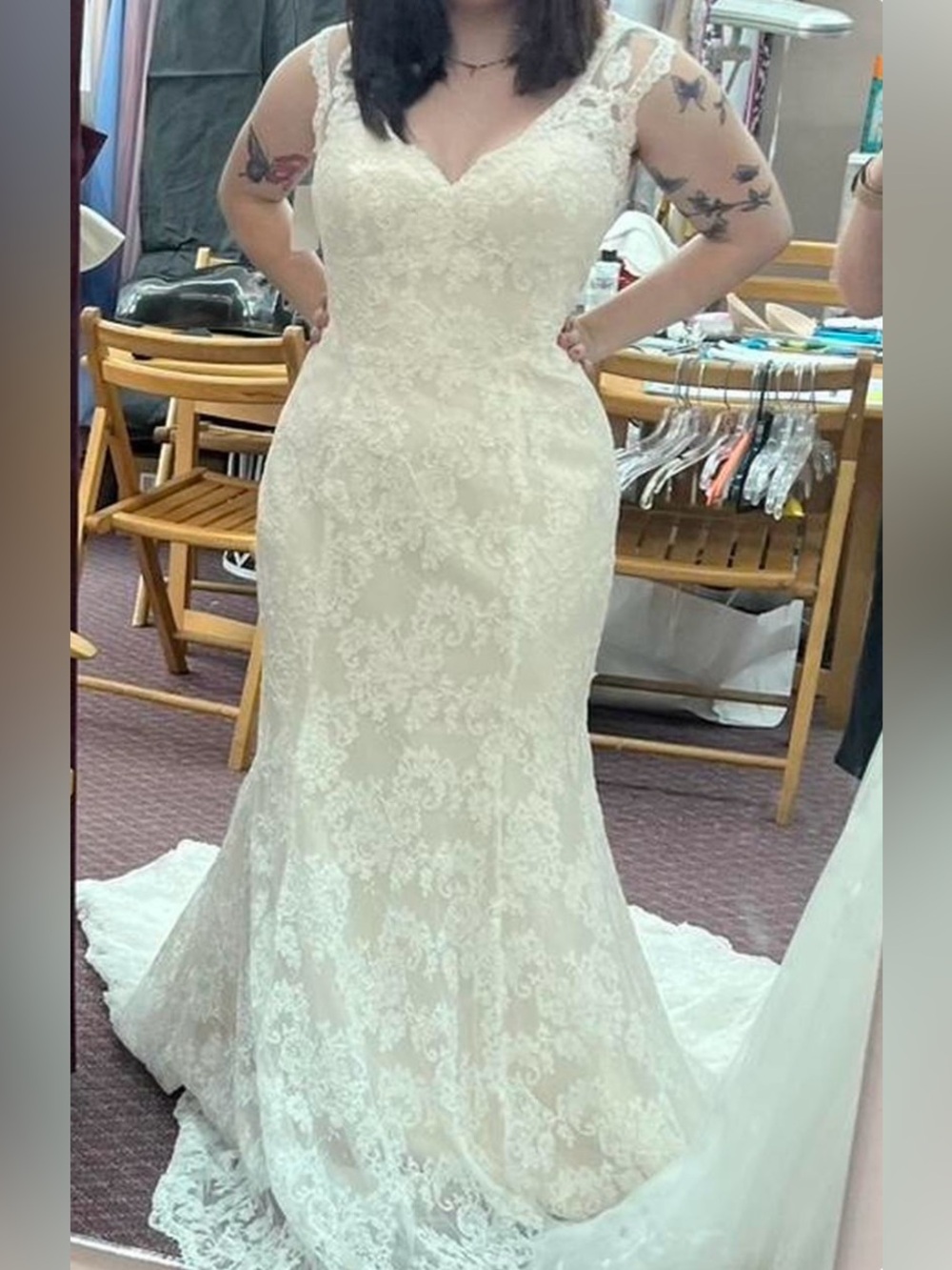 Rebecca Ingram Maggie Sottero Lace Mermaid Wedding Dress Size 12